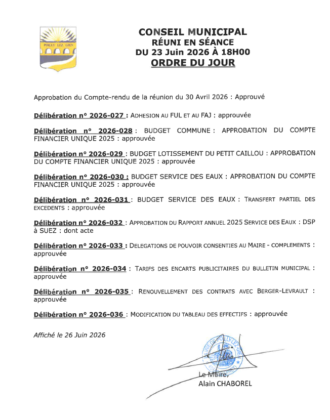 LIste délibs 23.06.23