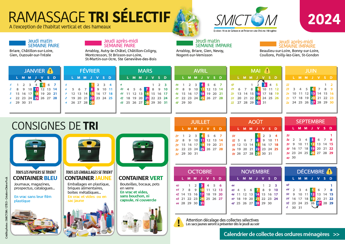 SMICTOM Calendrier